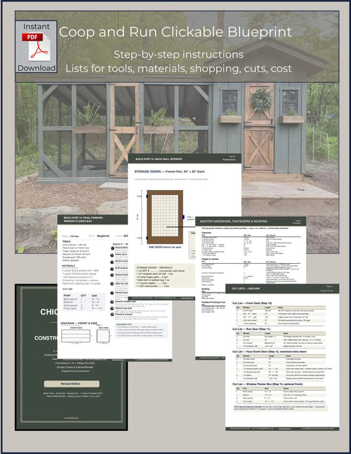 DIY 6x8 Coop, 8x12 Run Blueprint (Instant Download) | Intermediate Chicken Coop Plans