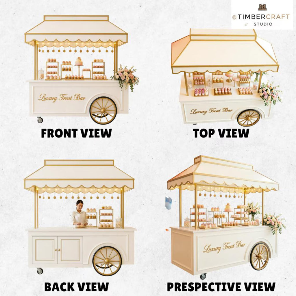 Luxury Treat Bar Cart DIY Plans | Dessert Cart Build Guide | Wedding Birthday Candy Cart | Step-by-Step PDF | Beginner Friendly