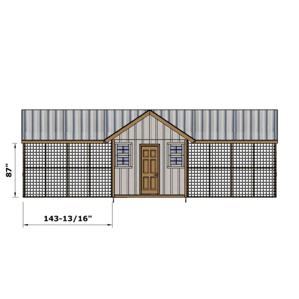 DIY Large Chicken Coop Plans with Run | 15-20 Chicken Coop Blueprints | 8x24 Wood Hen House & Turkey Coop