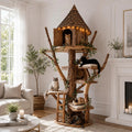 DIY Wooden Cat Tree Tower, Multi-Level Perches, Sisal Scratching Posts, Modern Pet Furniture